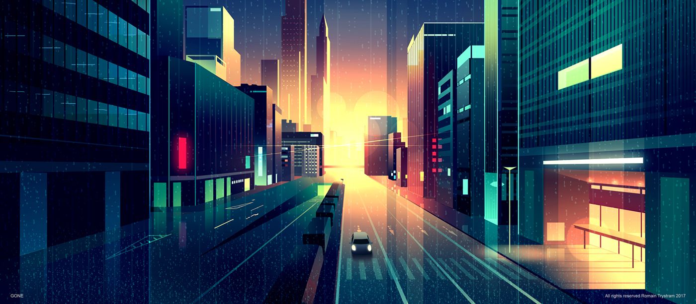 1400x613 Brilliant Digital Illustrations of a City