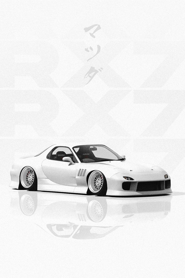 736x1104 White JDM Mazda RX7 FD Japanese Poster Wallpaper