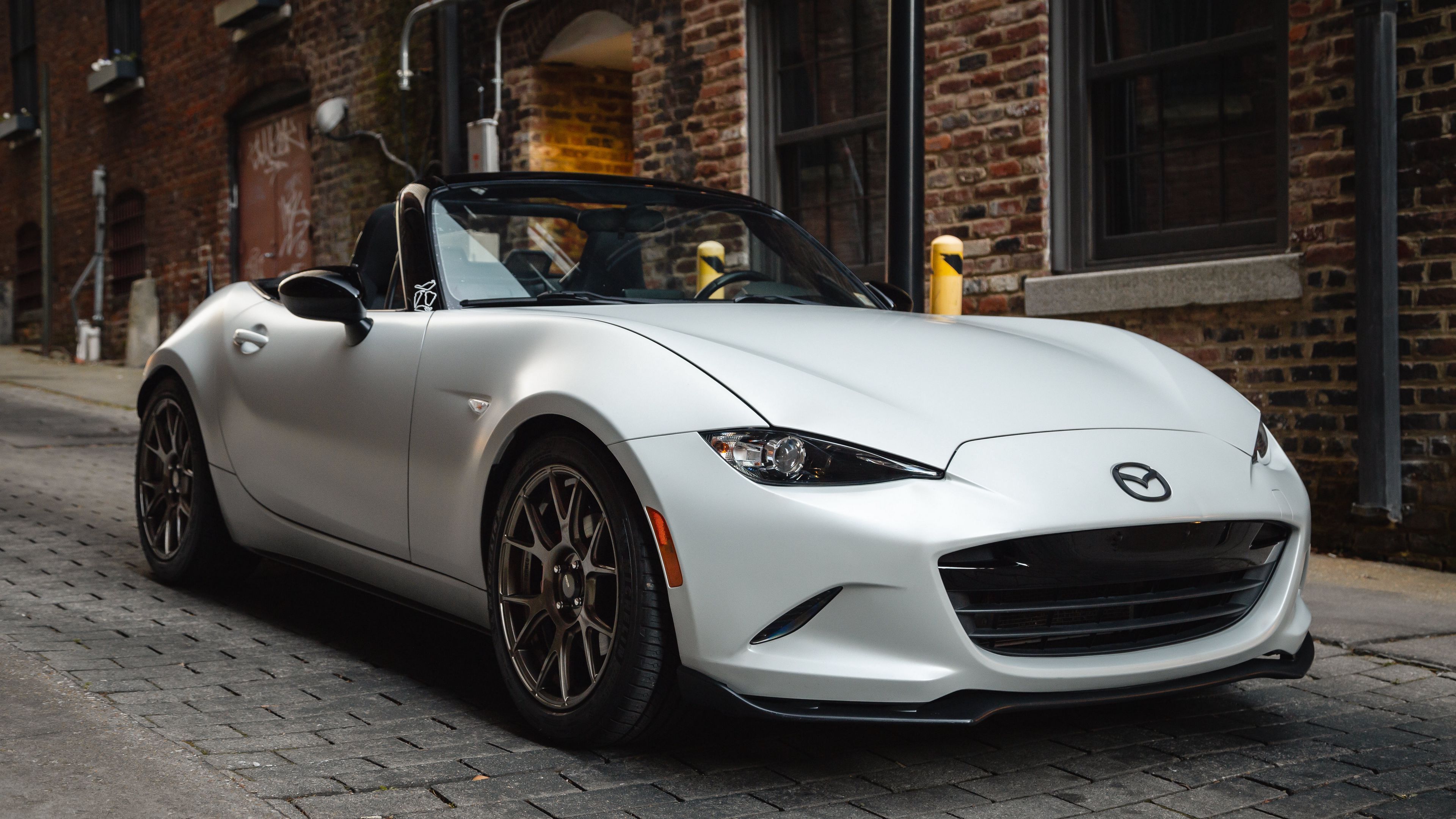 3840x2160 Download wallpaper 3840x2160 mazda mx- mazda, car, white, wheel 4k uhd 16:9 HD background