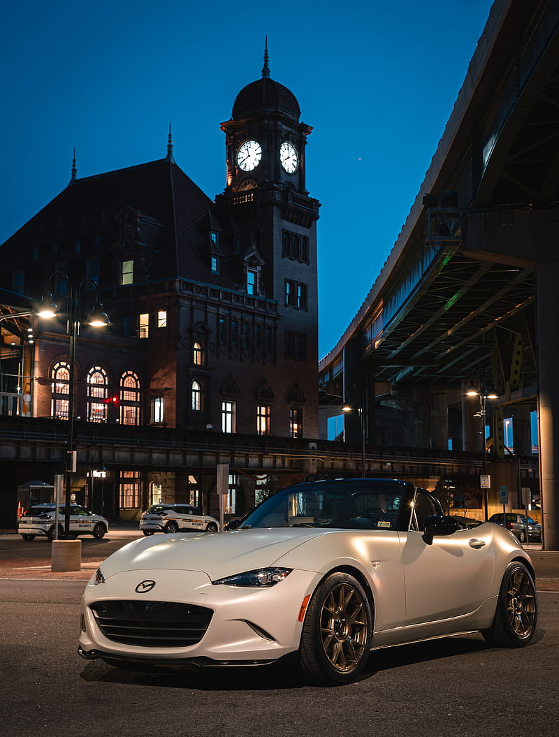 800x1055 Mazda mx- mazda, car, white, street, lights, HD phone wallpaper