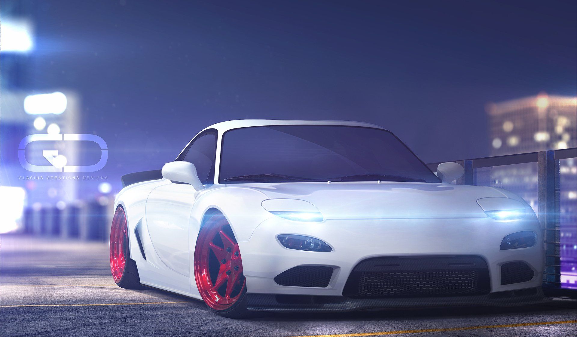 1920x1120 Sleek Mazda RX 7 HD Wallpaper: Night Drive Elegance By Glacius Creations Designsx1458