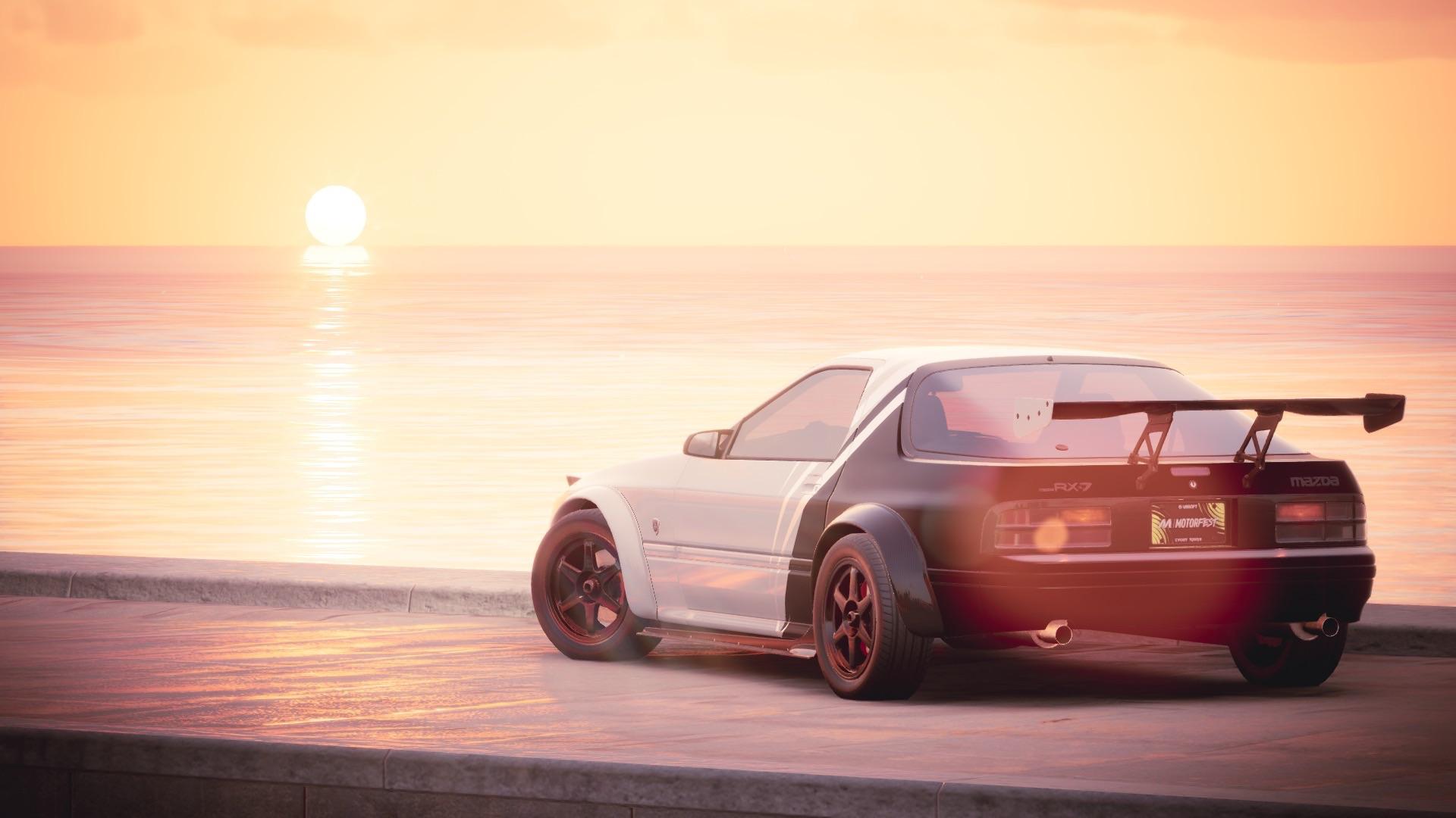 1920x1080 REQUESTED: White Mazda RX7 With Black Rims At Sunset On The Coast. : R The_Crew