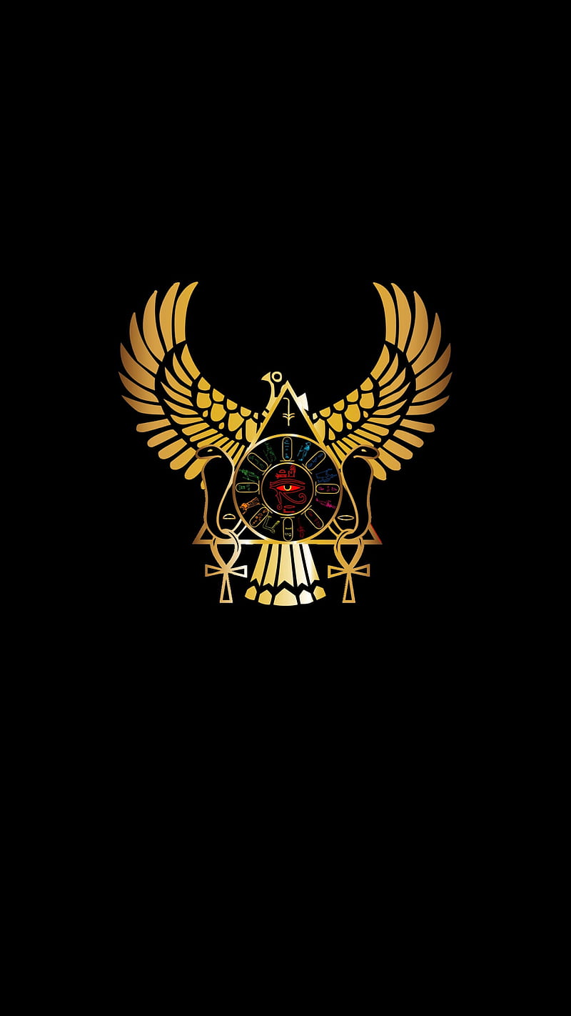 800x1422 Gold Of Egypt, art, black, eye, faraon, iluminaty, pharaoh, reaper, sign, HD phone wallpaper