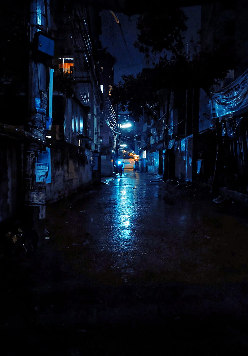 800x1147 Rainy Night, black, blue, dark, golden, kong, landscape, rain, temple, urban, HD phone wallpaper