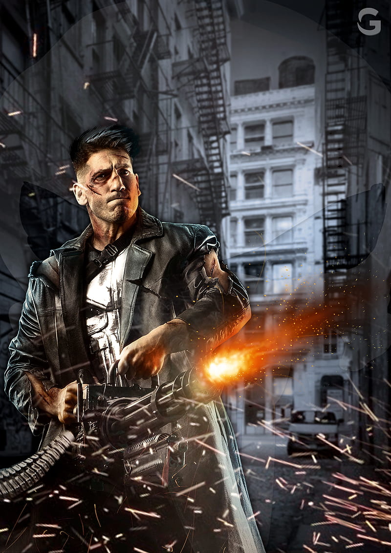 800x1132 Punisher, city, game, gun, guns, ironman, marvel, soldier, HD phone wallpaper