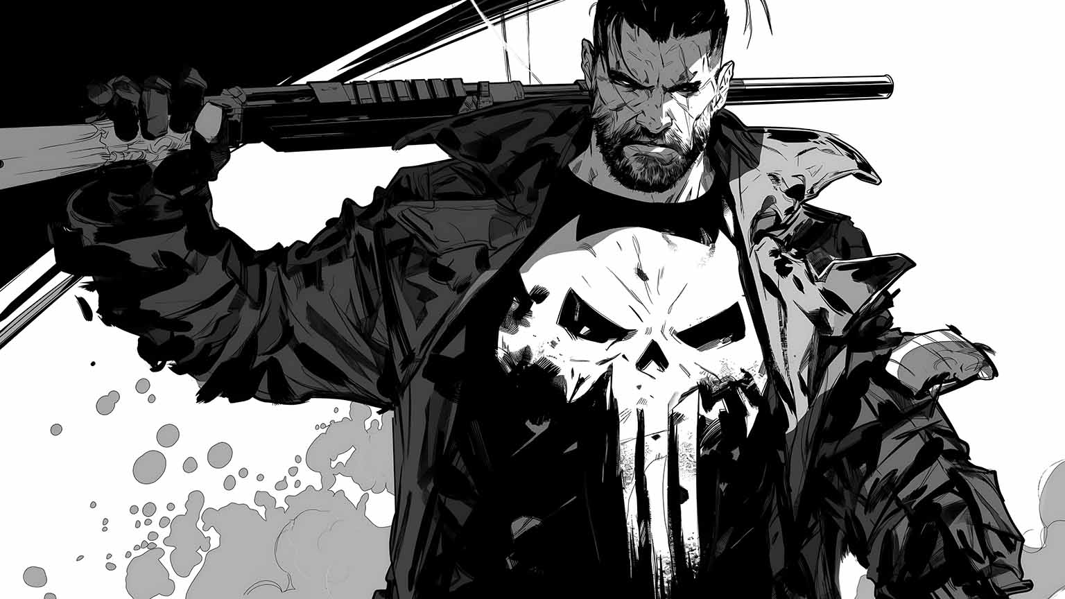 1536x864 Punisher with Shotgun Desktop Wallpaper 4K