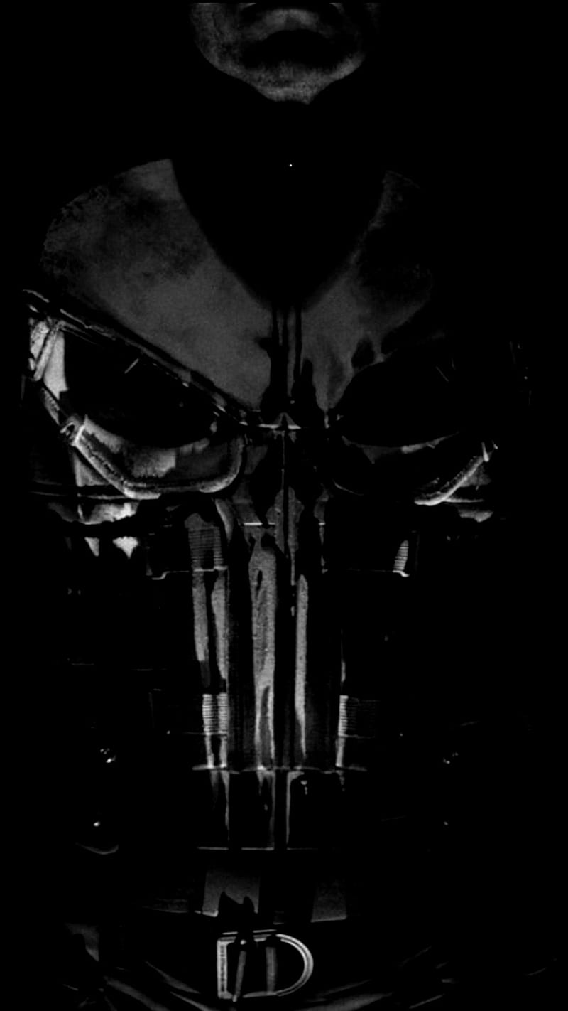 800x1422 Punisher- in black, skulls, marvel, punisher, HD phone wallpaper