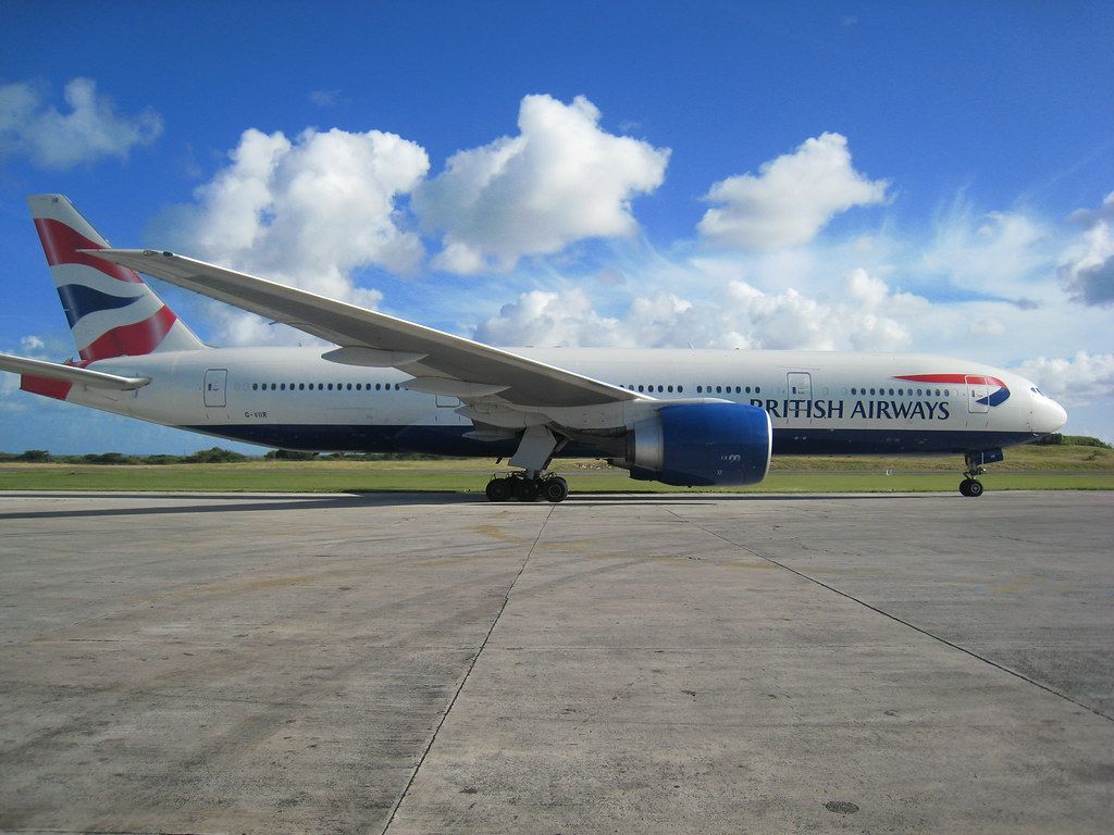 1024x768 British Airways Boeing 777 in Antigua. Taken while standing