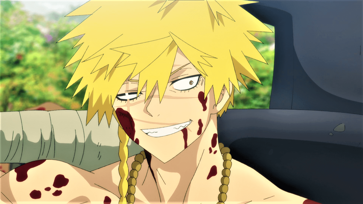 1200x675 Anime hells paradise jigokuraku aza chobei smiling blood Playmat Game Mat Desk