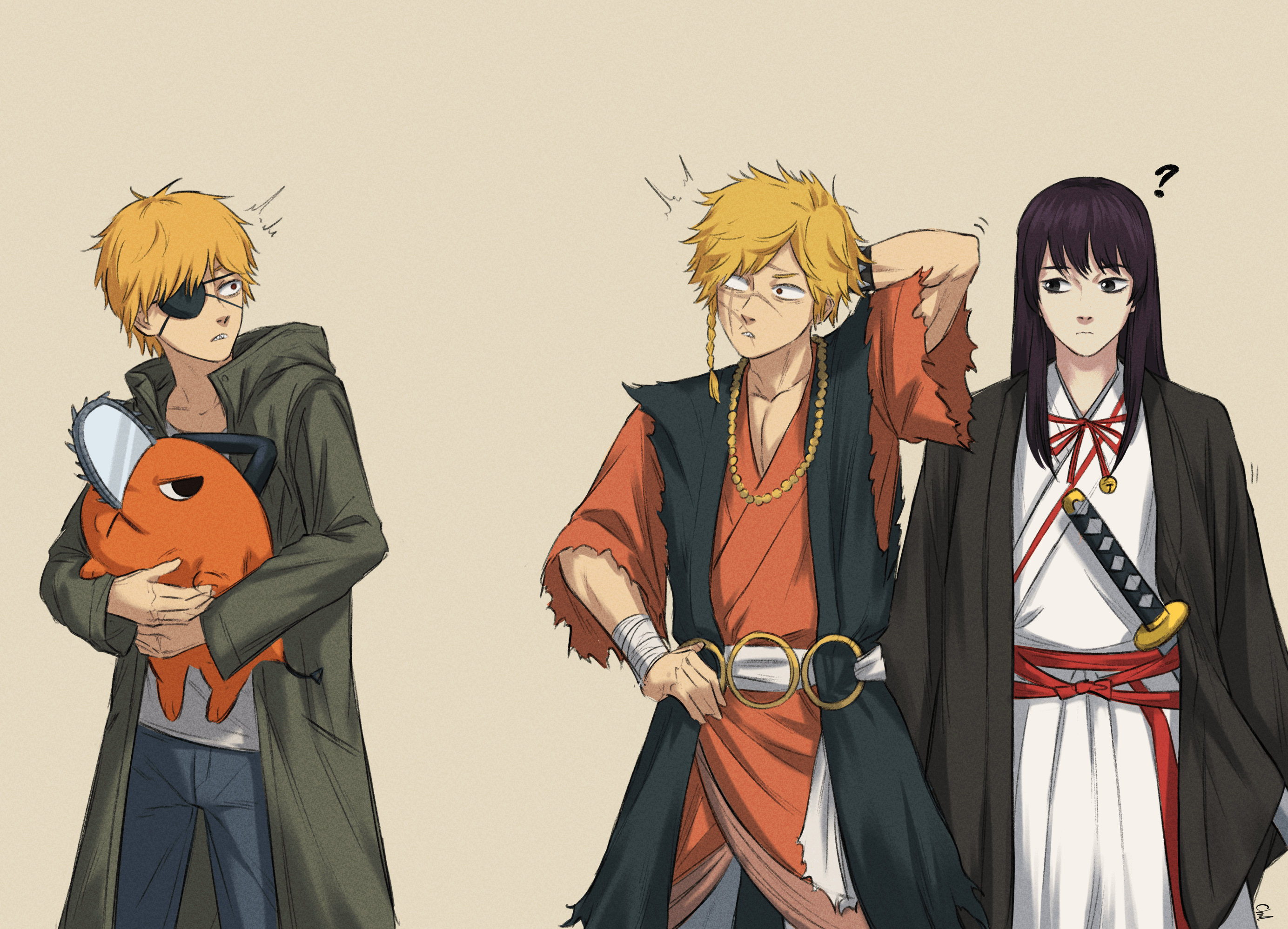 2768x1998 chobe and denji from chainsaw man..same picture (art by me)