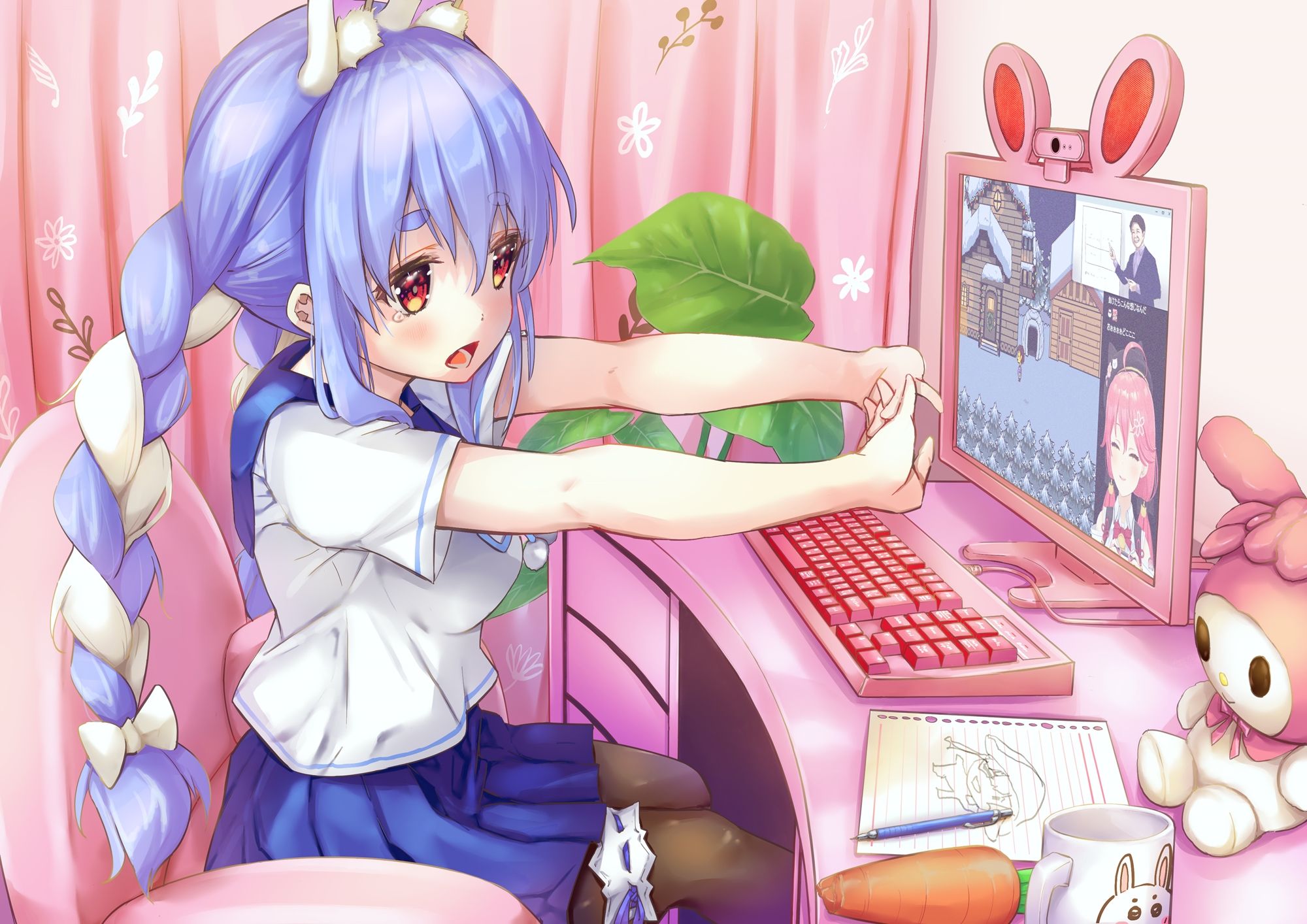 2000x1414 Sakura Miko, Usada Pekora. Anime Image Board