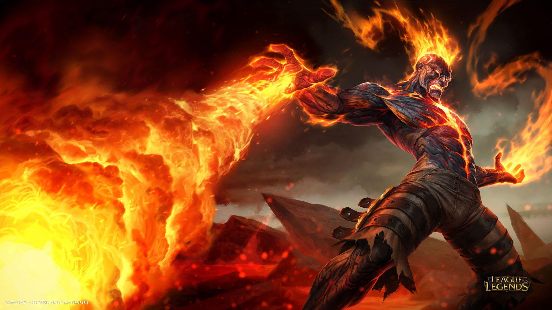 1920x1080 league of legends game lol brand fire flames magic HD widescreen wallpaper / games background