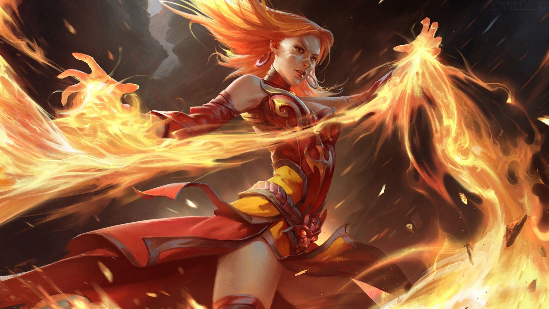 1920x1080 Wallpaper Dota girl magic, fire 1920x1080 Full HD 2K Picture, Image