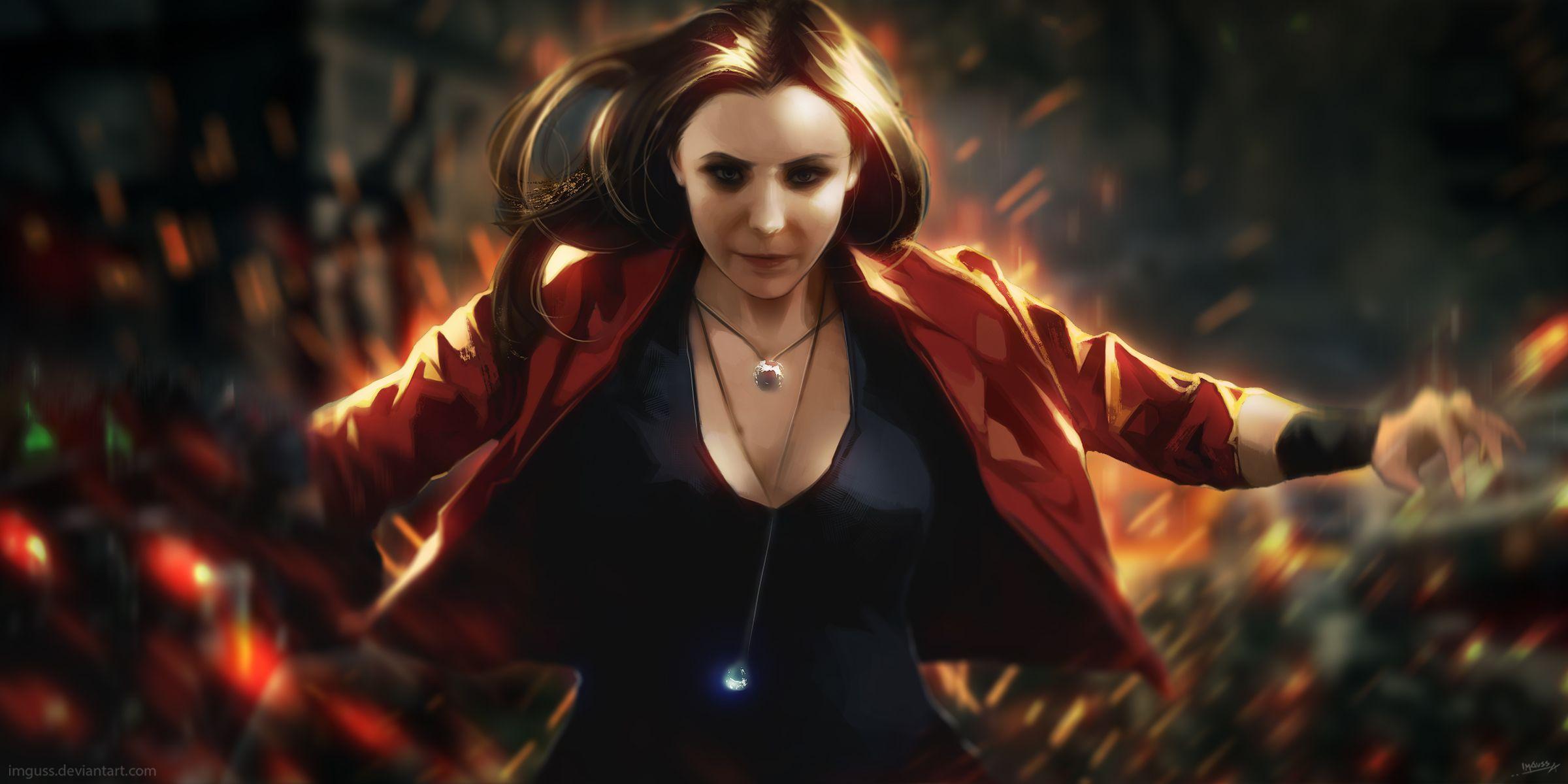 2400x1200 Scarlet Witch Artwork, HD Superheroes, 4k Wallpaper, Image, Background, Photo and Picture