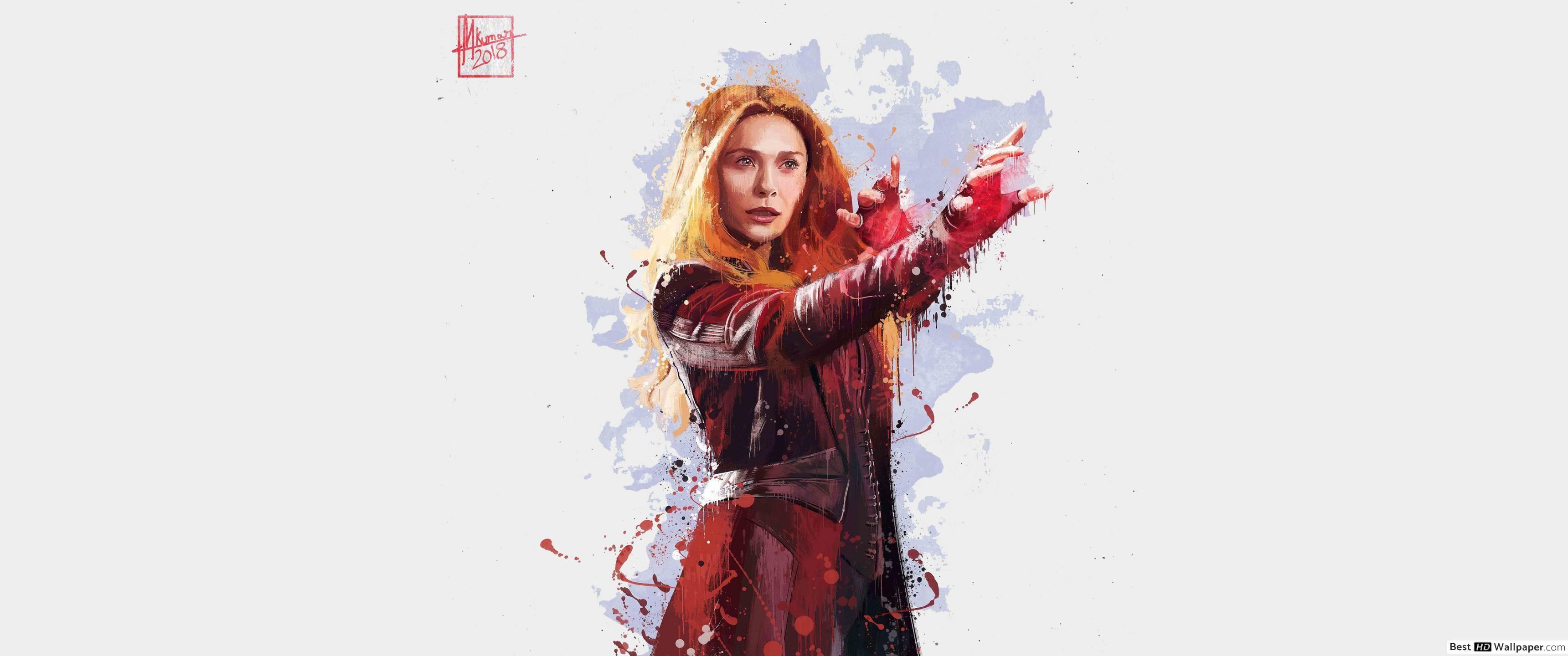 3440x1440 Fan art of Scarlet Witch HD wallpaper download