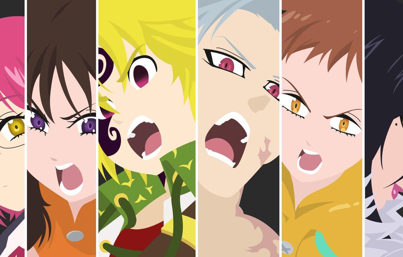 1332x850 Wallpaper collage, characters, Nanatsu no Taizai, The seven deadly sins image for desktop, section сёнэн