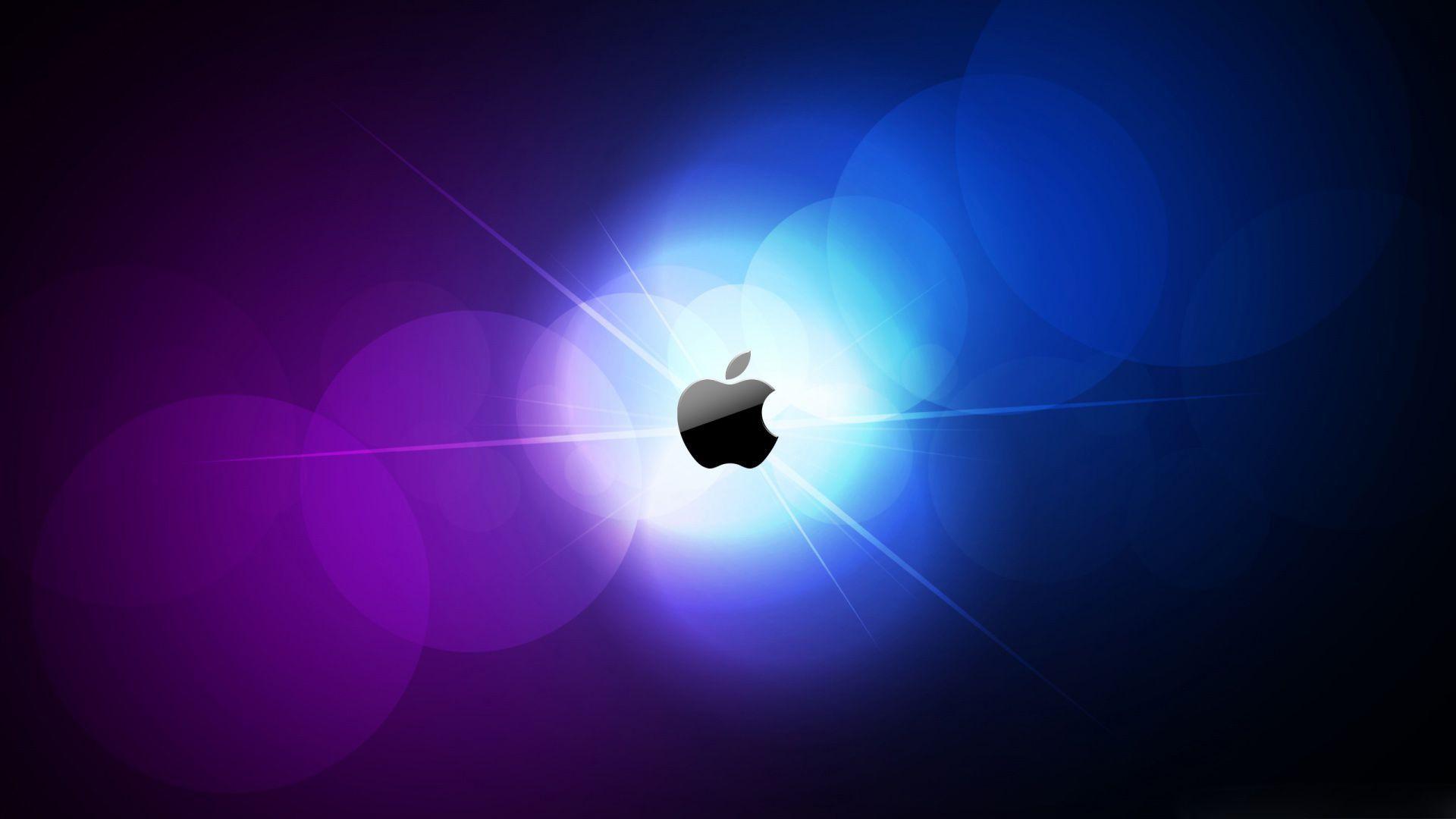 1920x1080 Apple In Purple Blue Light Background Technology HD MacBook Wallpaper