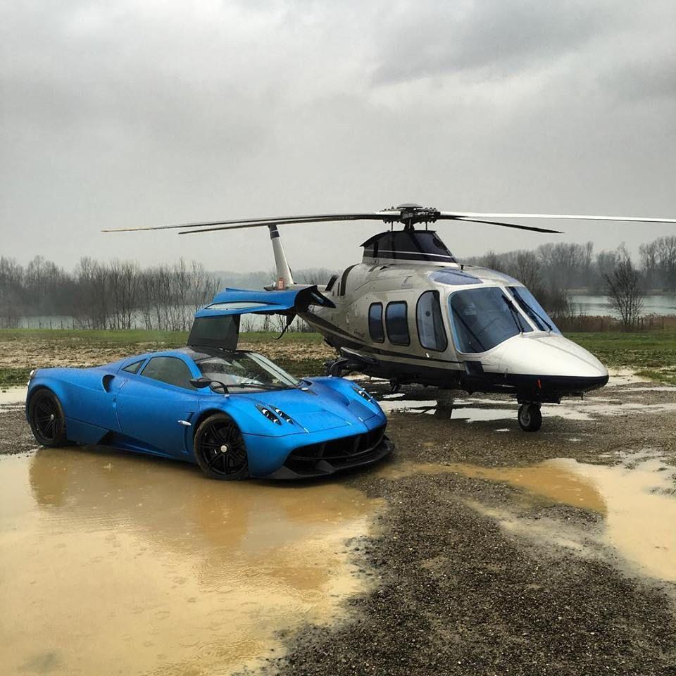 960x960 Pagani Huayra waving to a heli. Pagani, Pagani huayra, Luxury helicopter