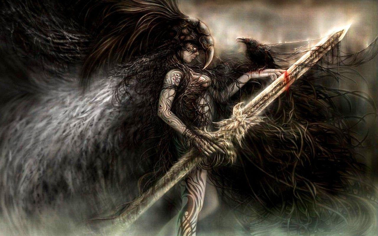 1280x800 fantasy art swords raven 1280x800 wallpaper High Quality Wallpaper, High Definition Wallpaper