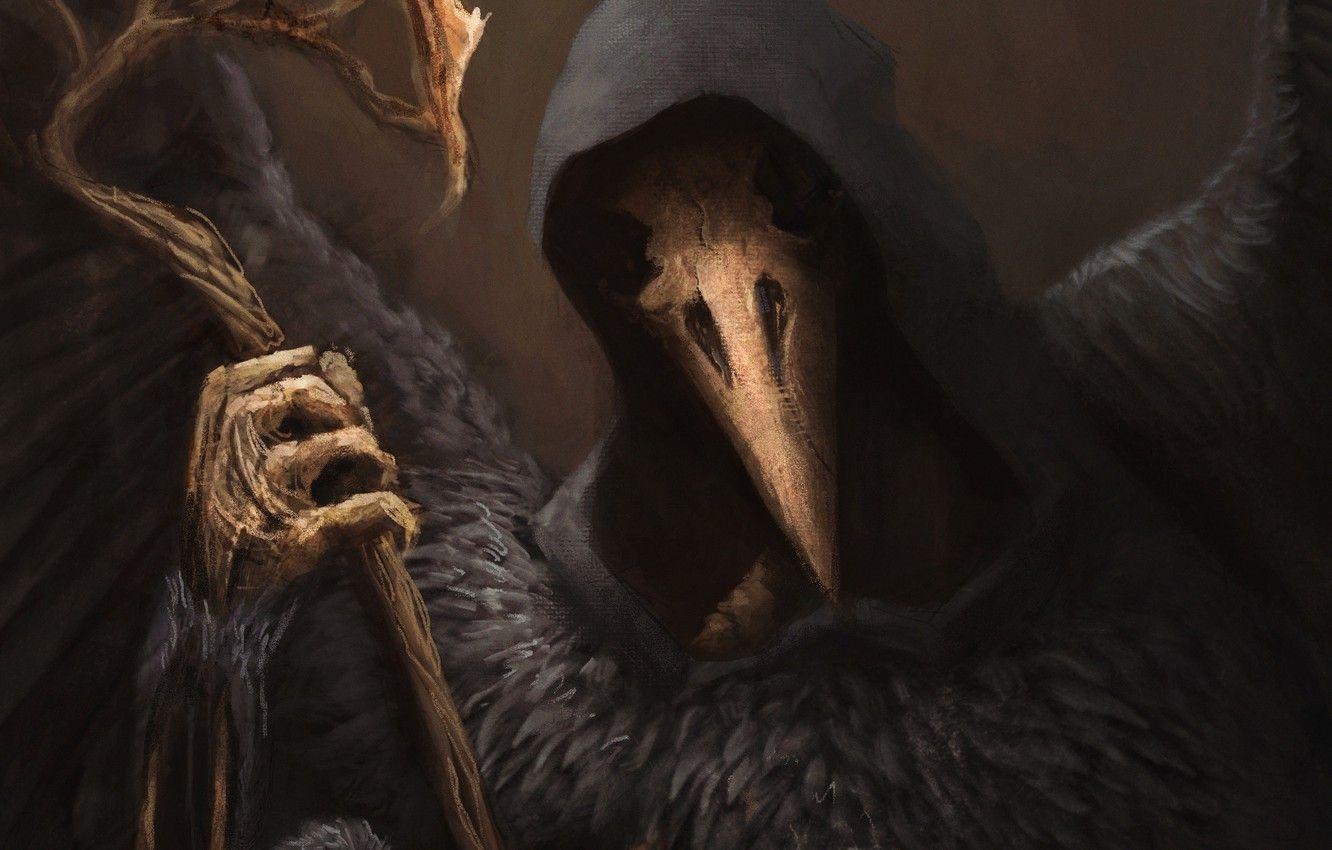 1332x850 Wallpaper fantasy, art, skeleton, hood, Raven, Raven Lord image for desktop, section фантастика
