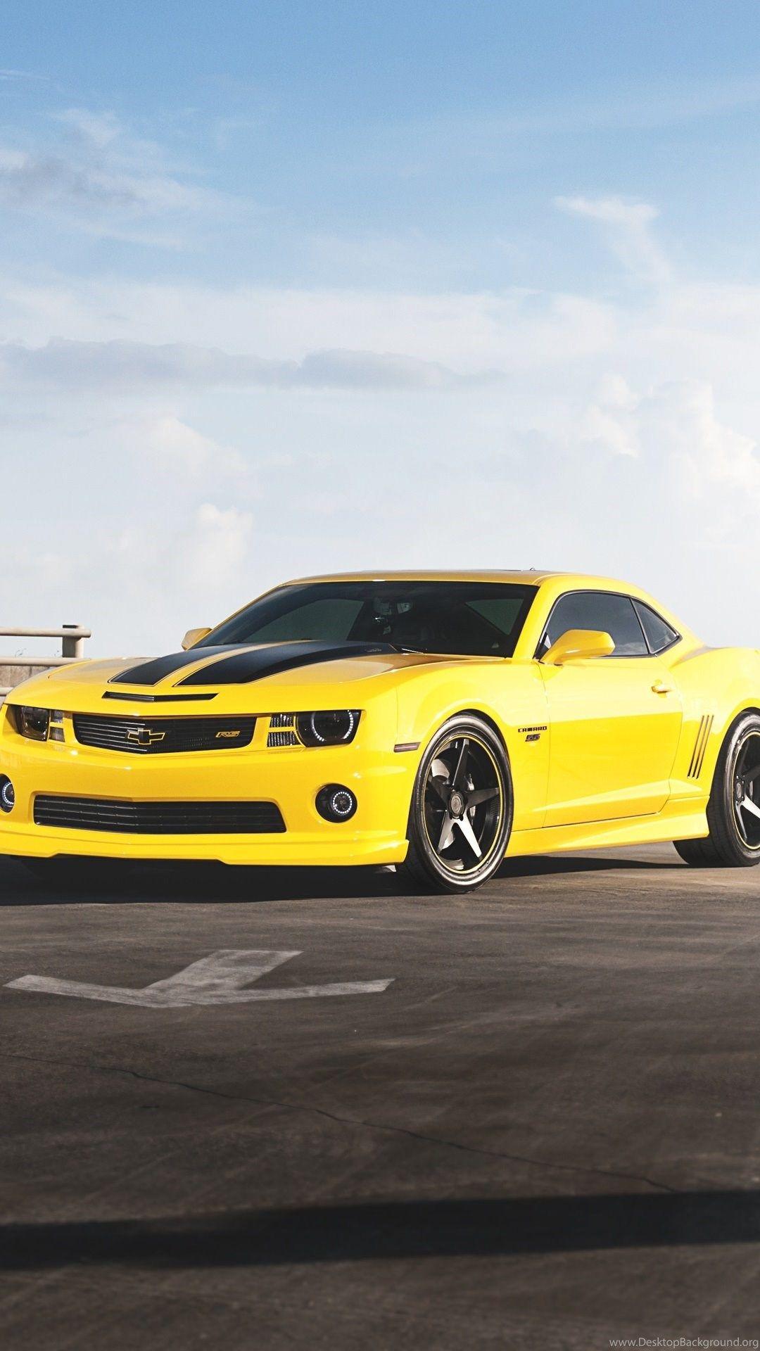 1080x1920 Android Car Wallpaper Chevrolet Camaro RS Yellow Desktop Background