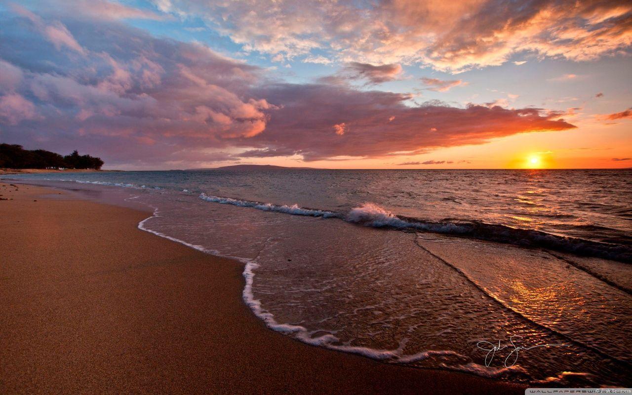 1280x800 Sunset On The Beach Wallpaper
