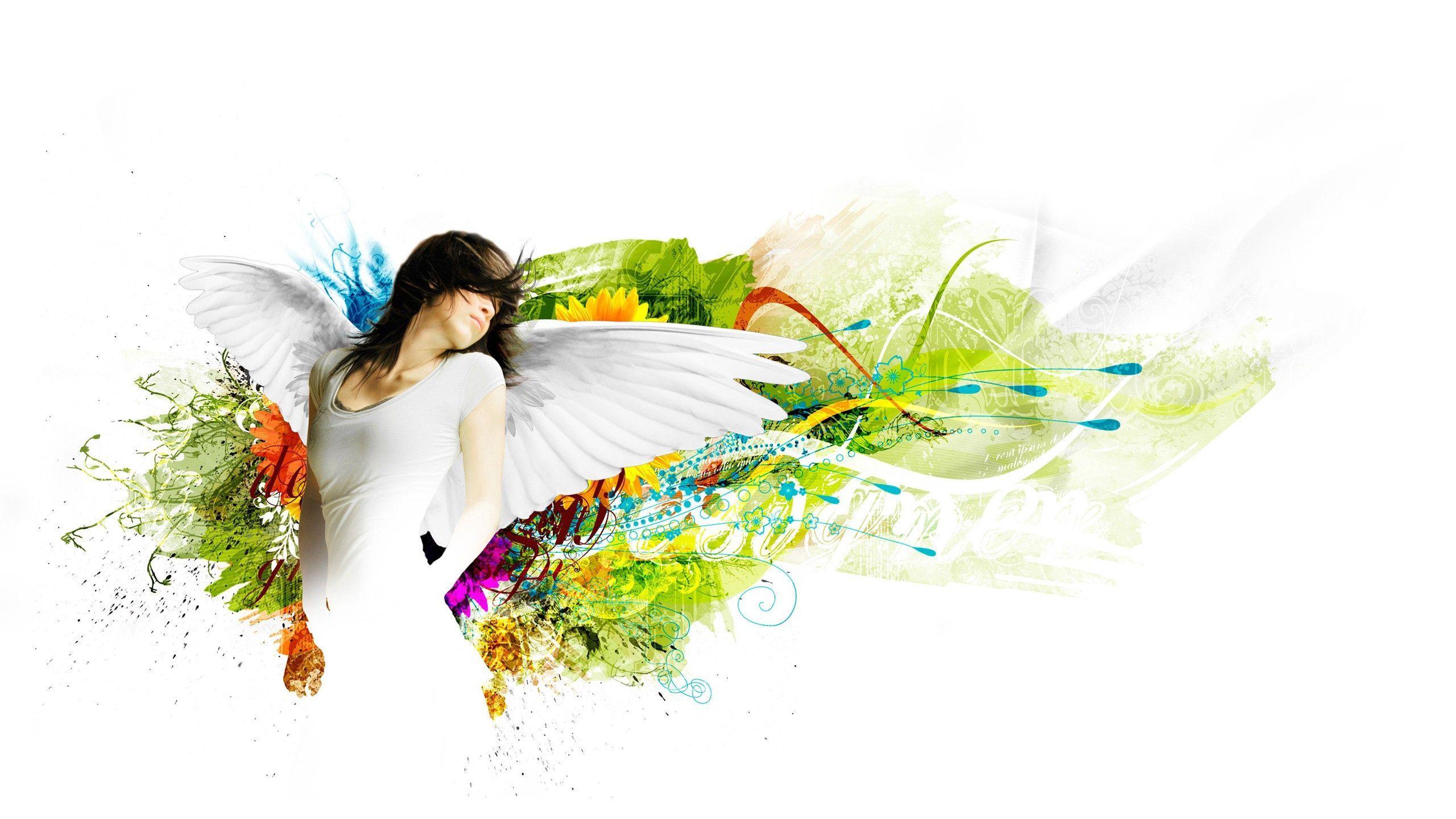 2560x1440 Download wallpaper 2560x1440 abstraction, girl, wings, angel widescreen 16:9 HD background