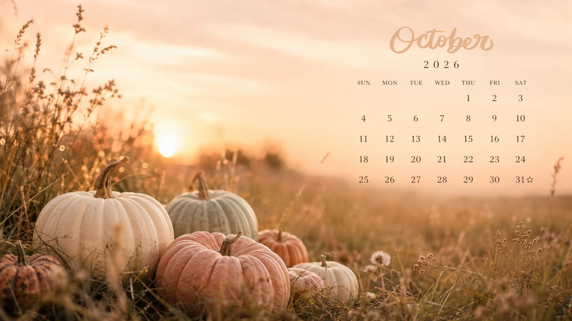 1920x1080 Free October 2026 Desktop Calendar Background