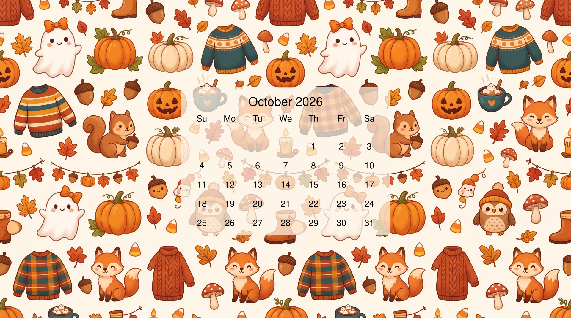 1920x1072 Download October 2026 Calendar 4k Ultra HD Wallpaper