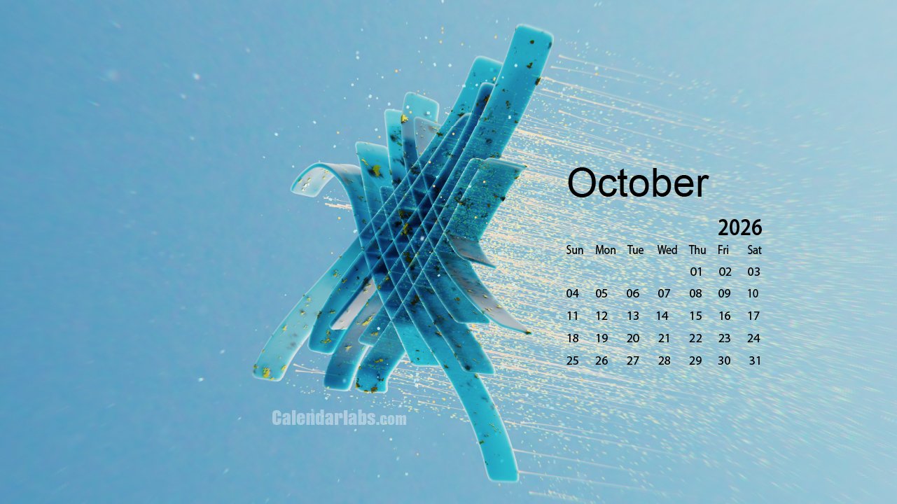 1281x720 October 2026 Desktop Wallpaper Calendar