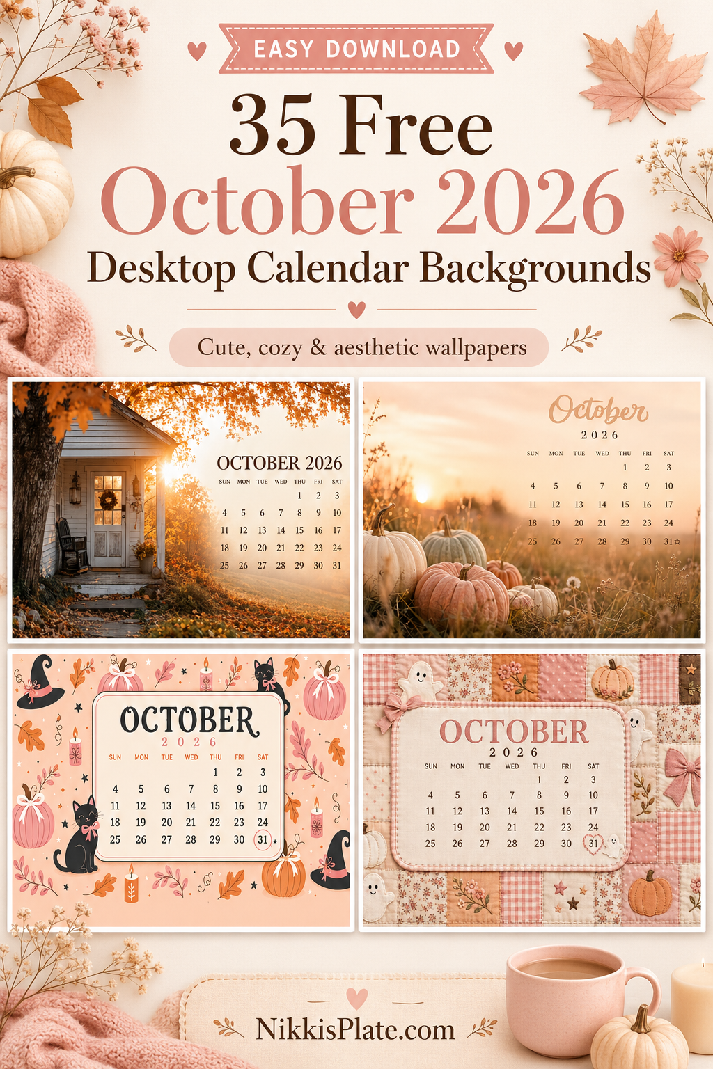 1024x1536 Free October 2026 Desktop Calendar Background
