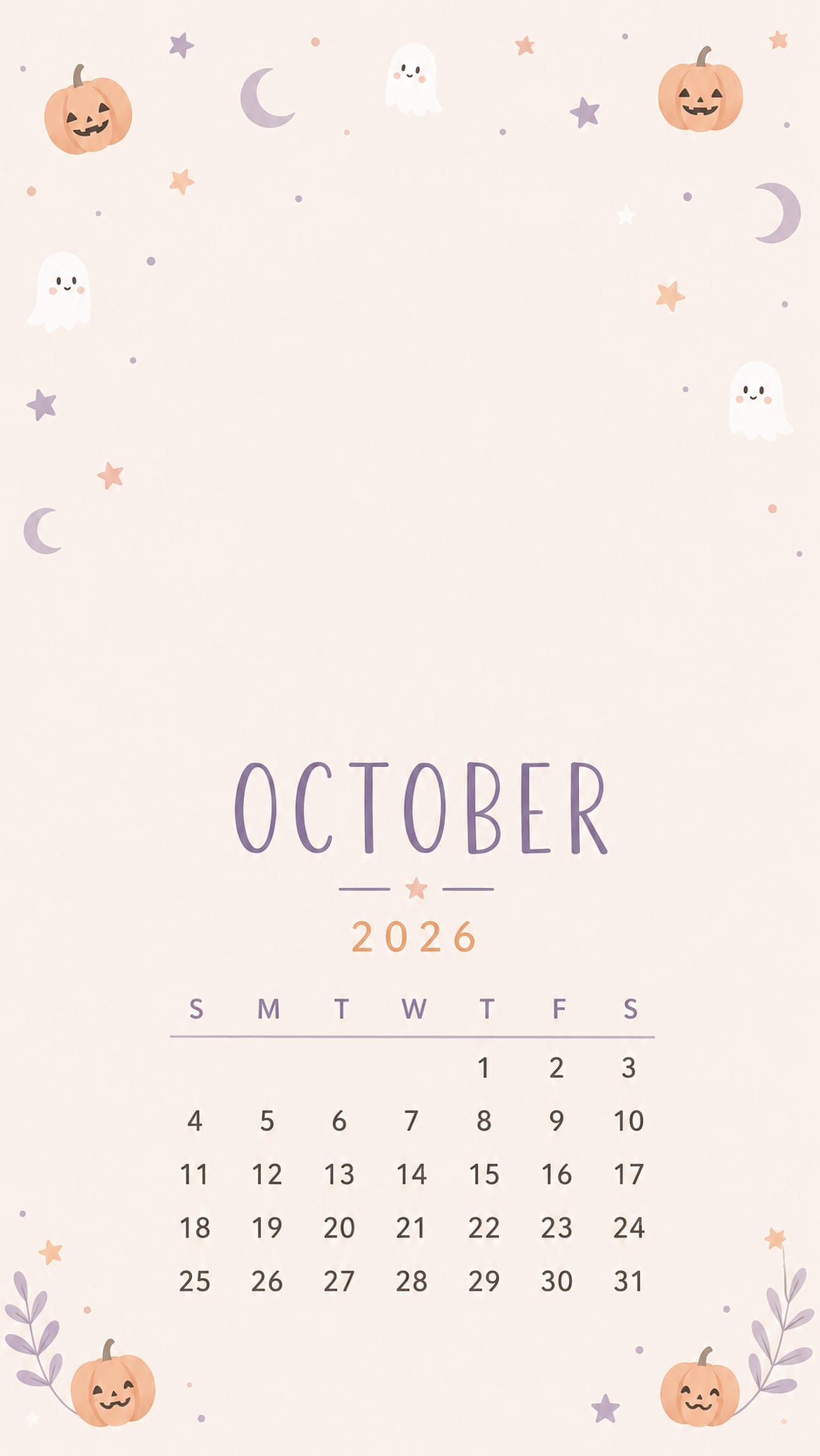1170x2079 Free October 2026 Calendar Phone Wallpaper