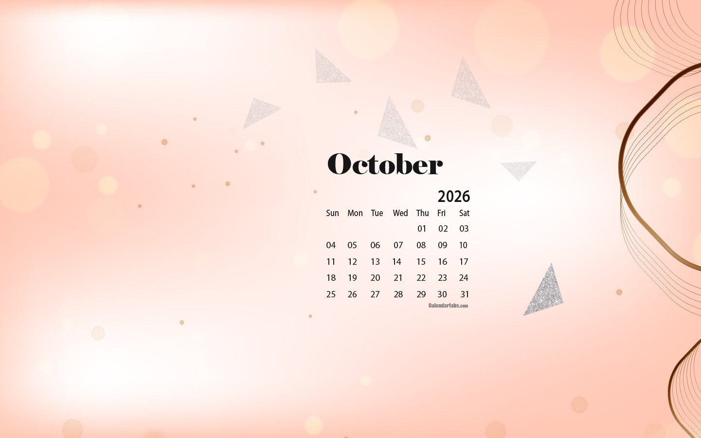 1441x900 October 2026 Desktop Wallpaper Calendar
