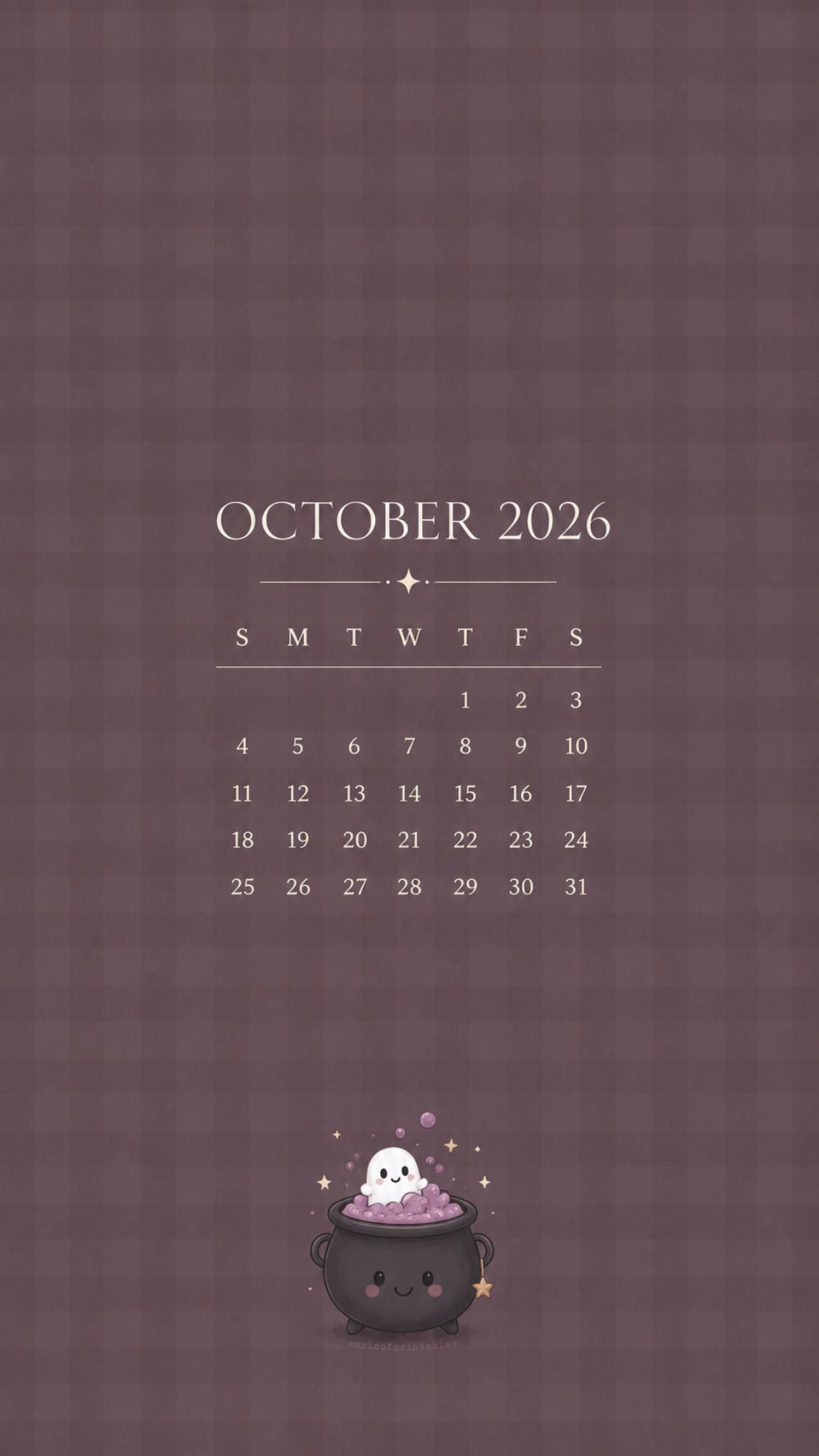 1170x2080 Free October 2026 Calendar Phone Wallpaper