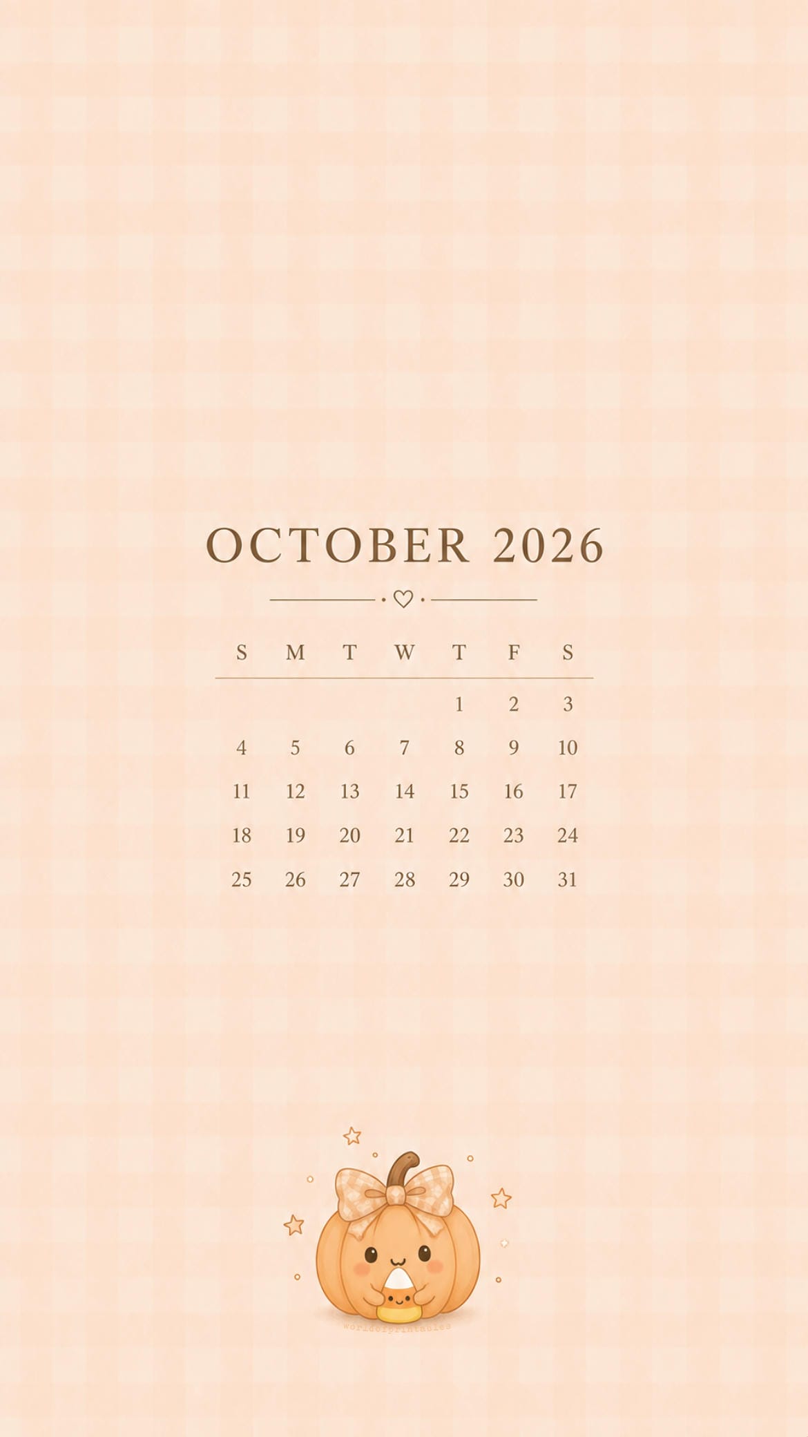 1170x2080 Free October 2026 Calendar Phone Wallpaper