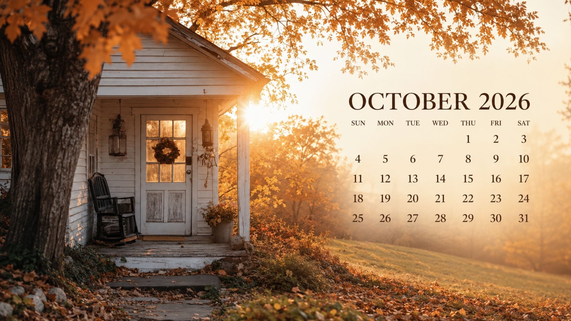 1920x1080 Free October 2026 Desktop Calendar Background
