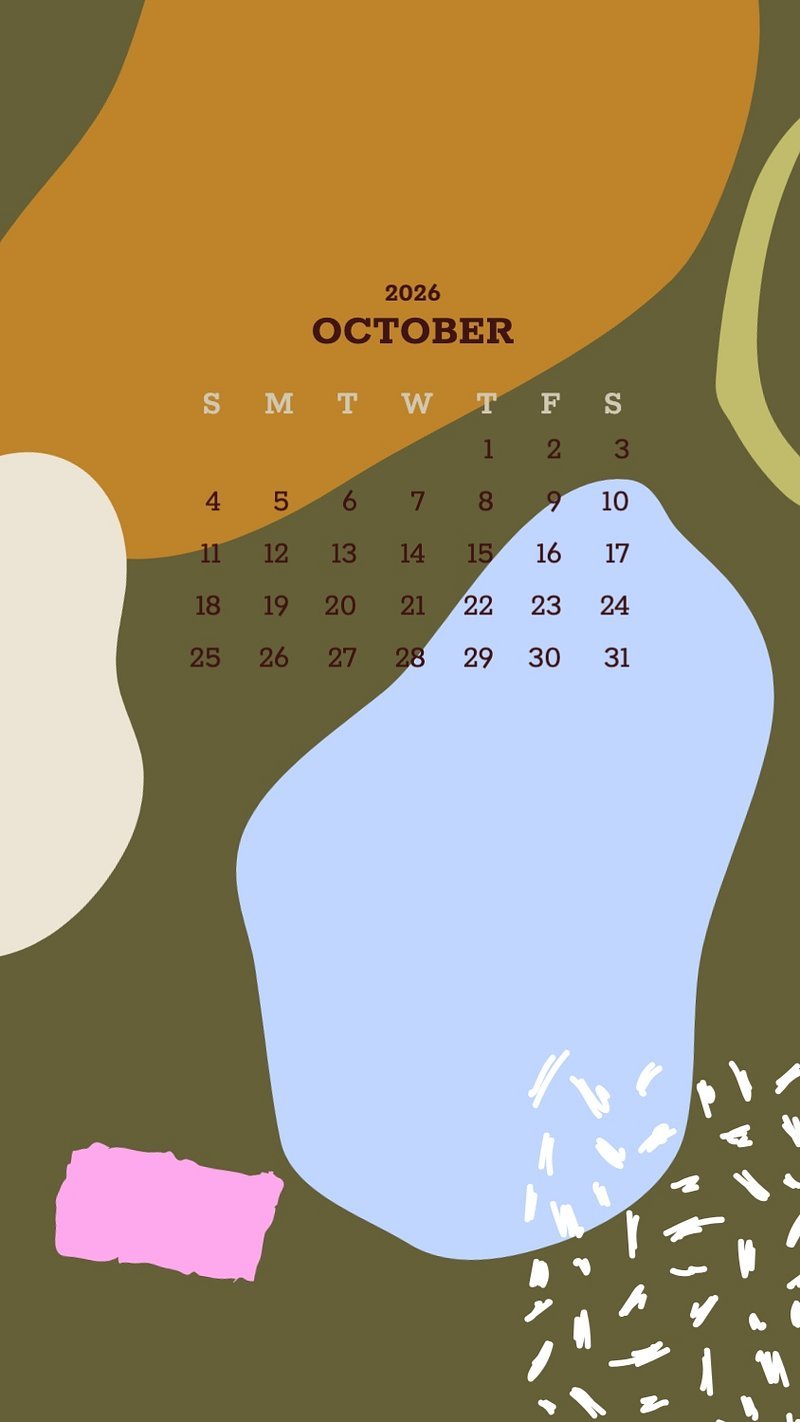 800x1422 October 2025 calendar aesthetic illustration. Free Photo Illustration