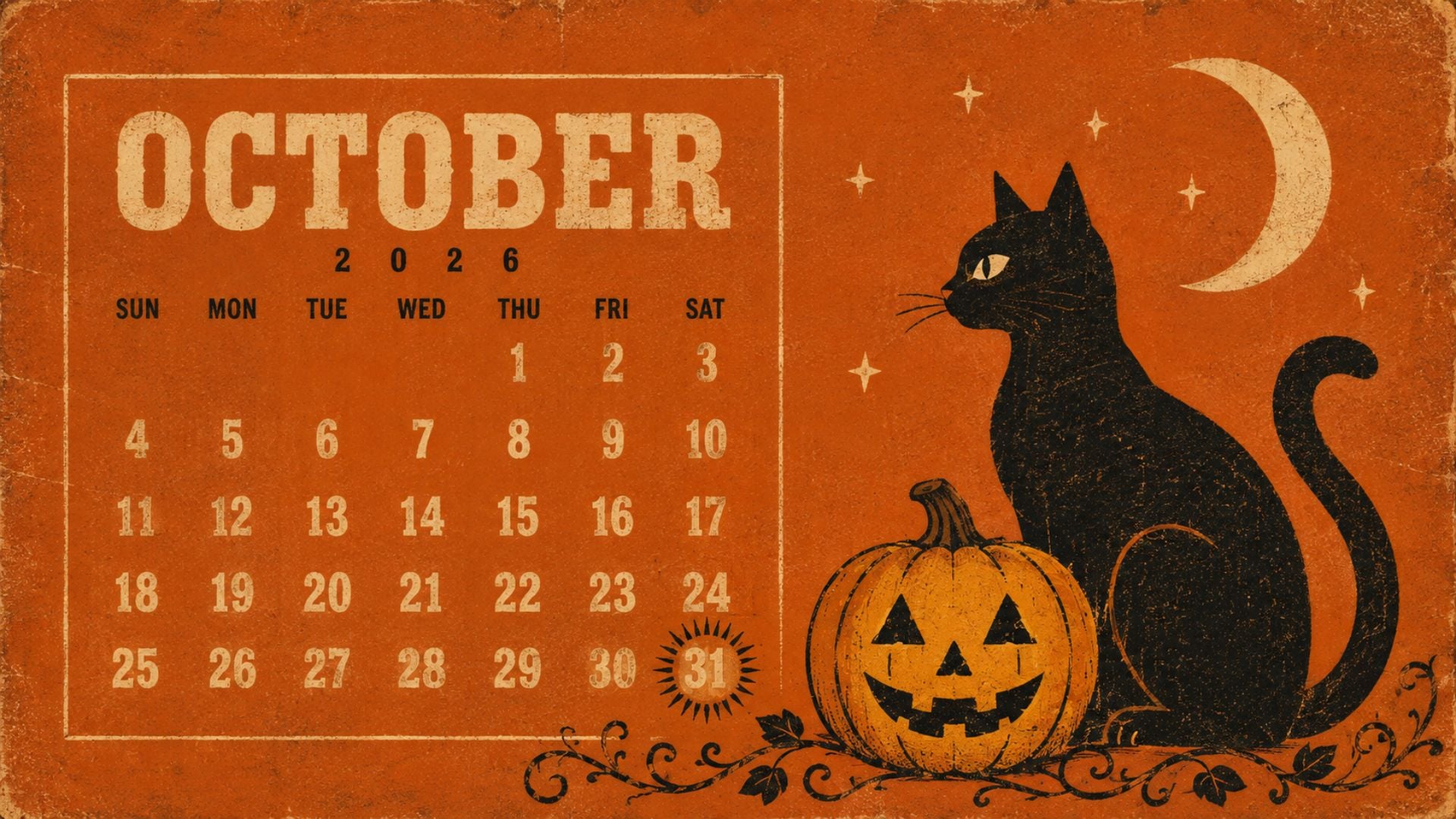1920x1080 Free October 2026 Desktop Calendar Background