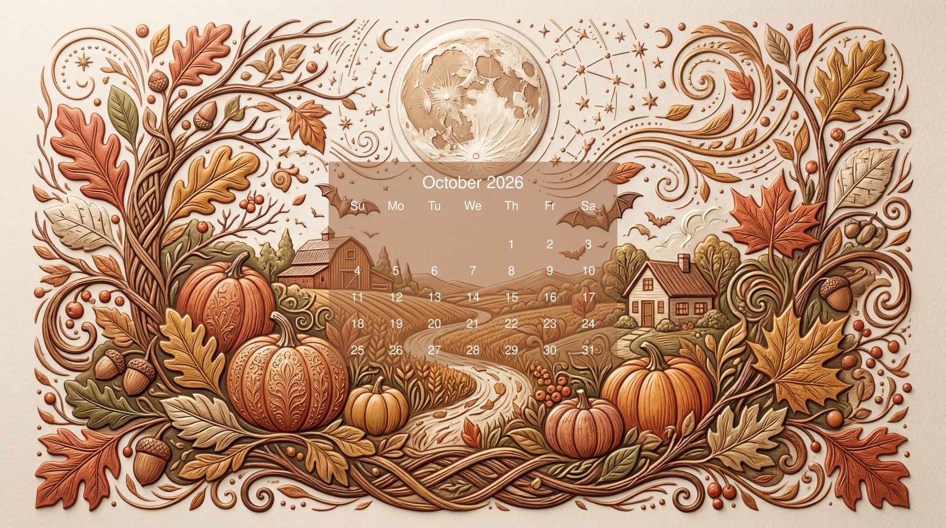 1920x1072 Download October 2026 Calendar 4k Ultra HD Wallpaper