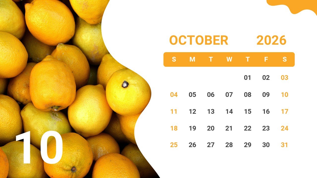 1280x720 October 2026 Calendar Wallpaper