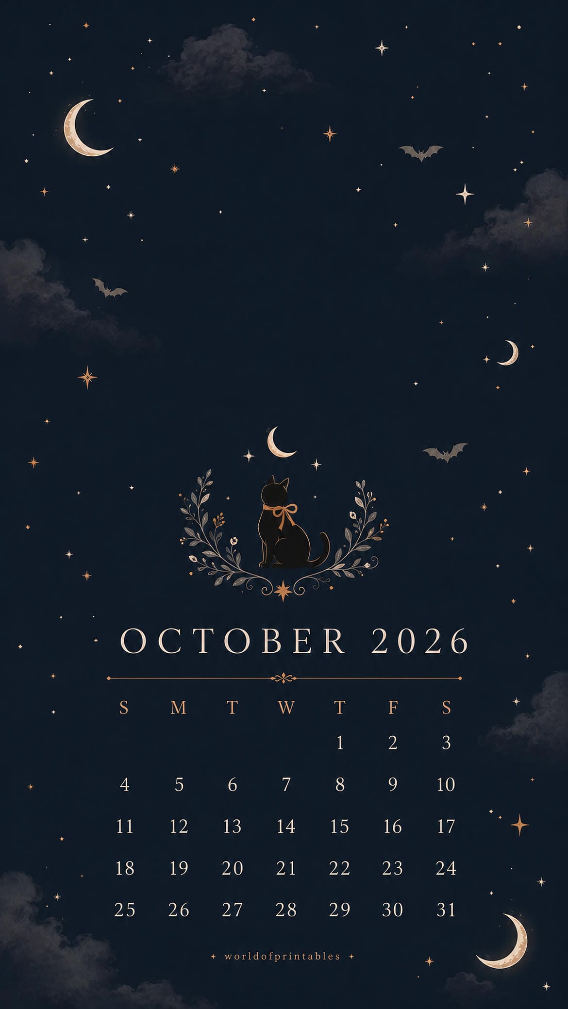 1170x2079 Free October 2026 Calendar Phone Wallpaper