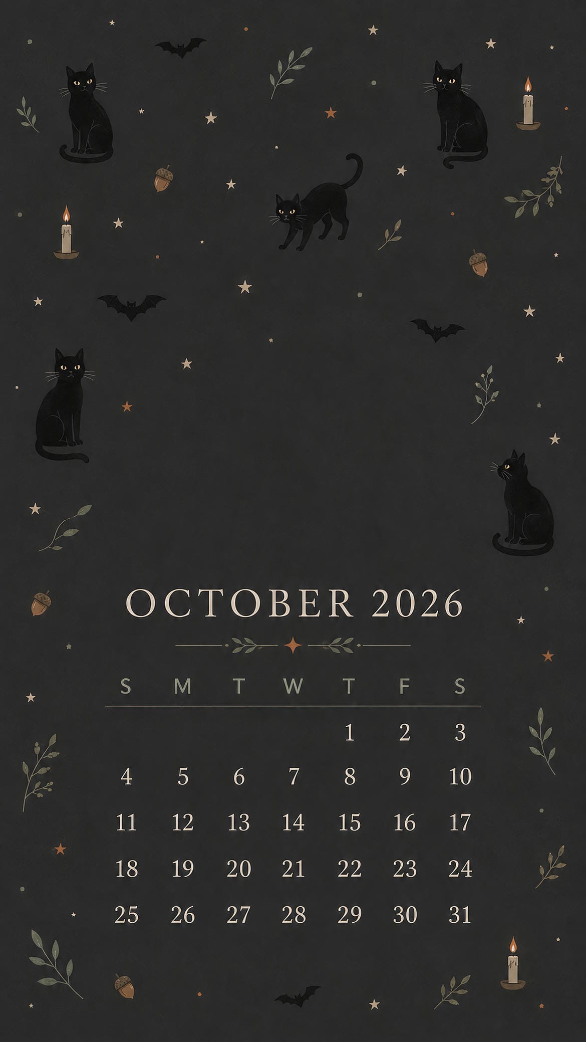 1170x2079 Free October 2026 Calendar Phone Wallpaper
