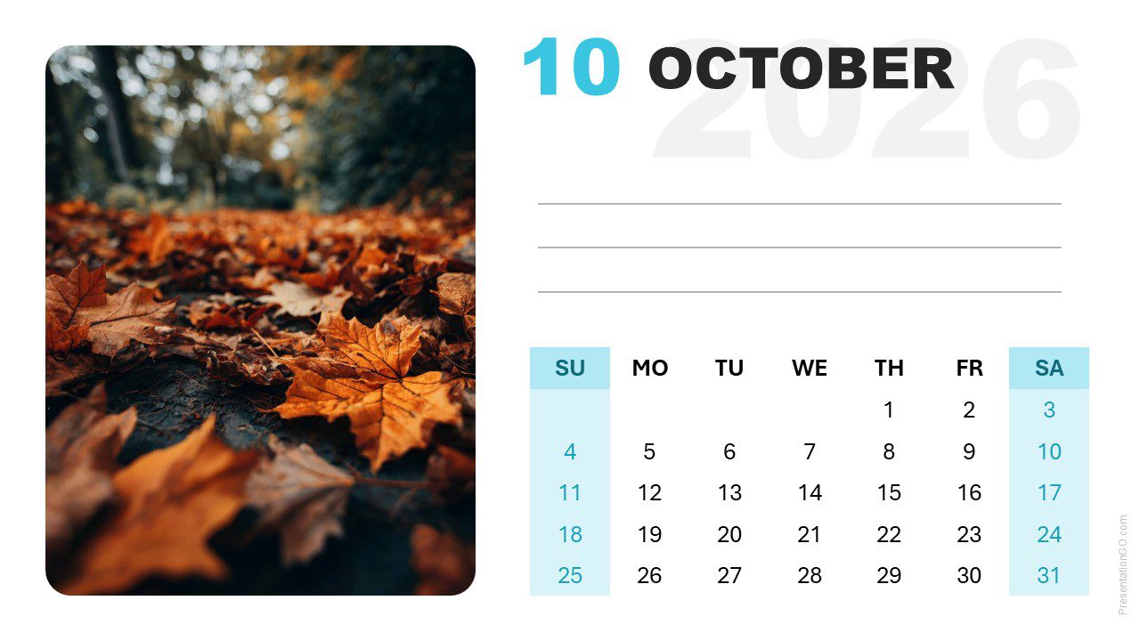 1280x720 Modern Photo Calendar (Sunday Start) & Google Slides