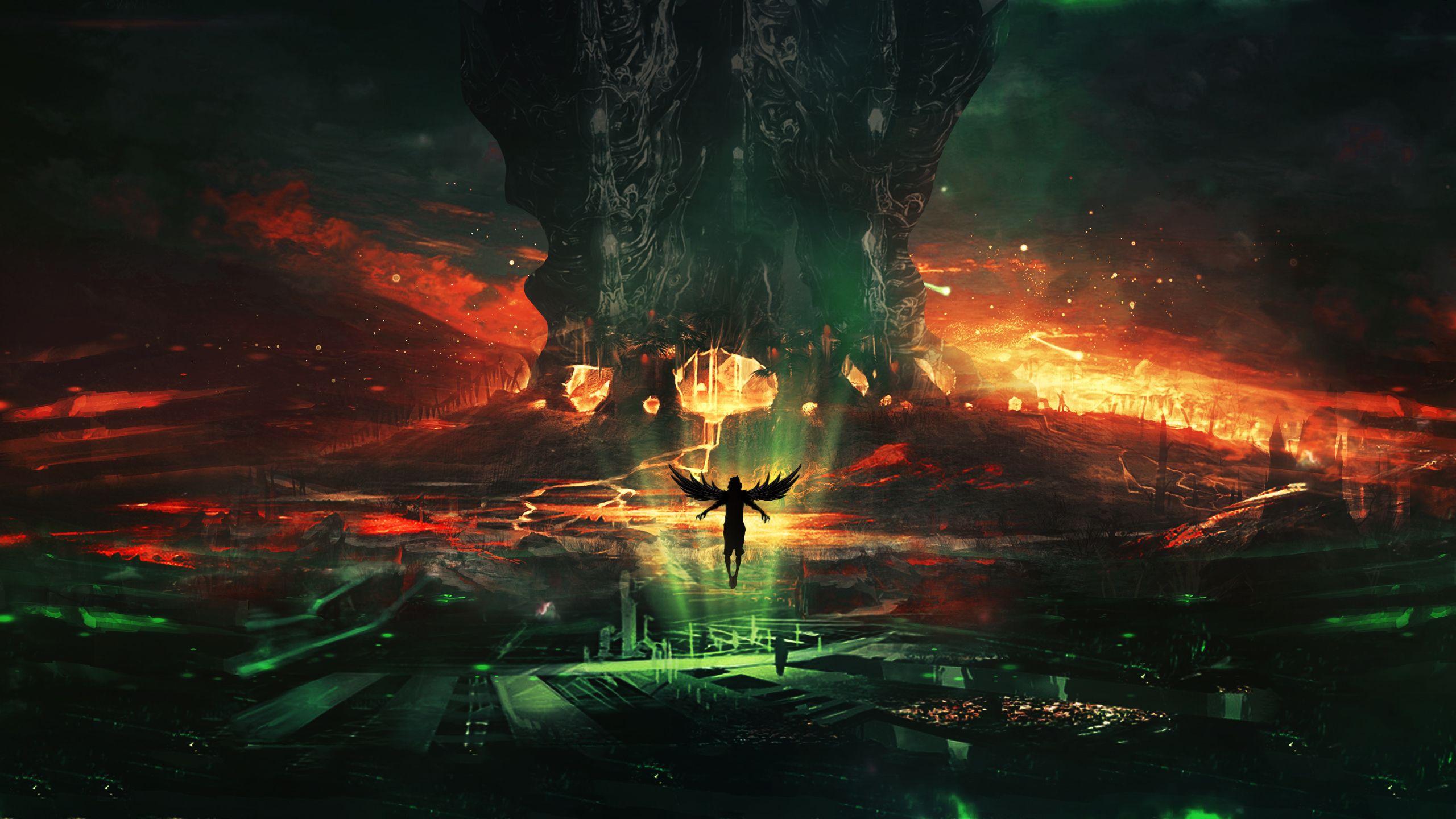 2560x1440 Angel Landscape Wallpaper:2560x1440