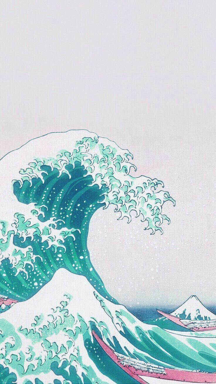 736x1308 ocean waves anime wallpaper. Waves wallpaper, Japanese painting, Art wallpaper