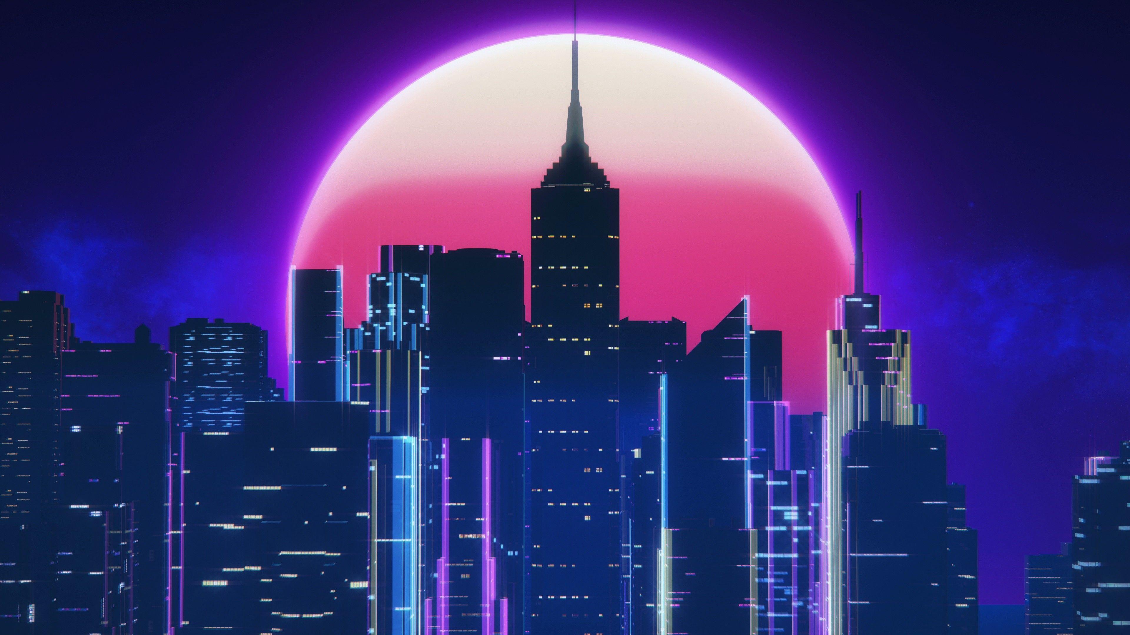 3840x2160 8 Bit Synthwave Wallpaper