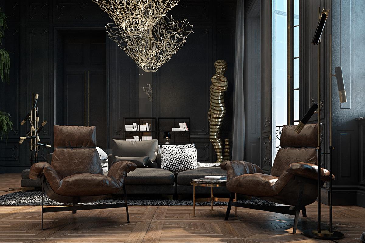 1200x800 Black wallpaper in the interior: photo and ideas for wall decoration
