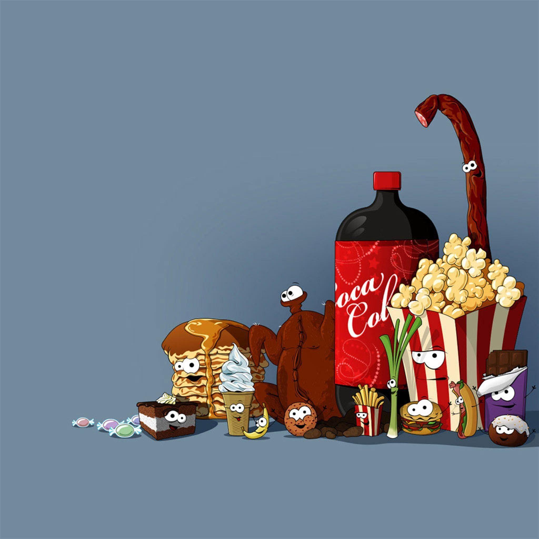 2048x2048 Cute Cartoon Food Wallpaper