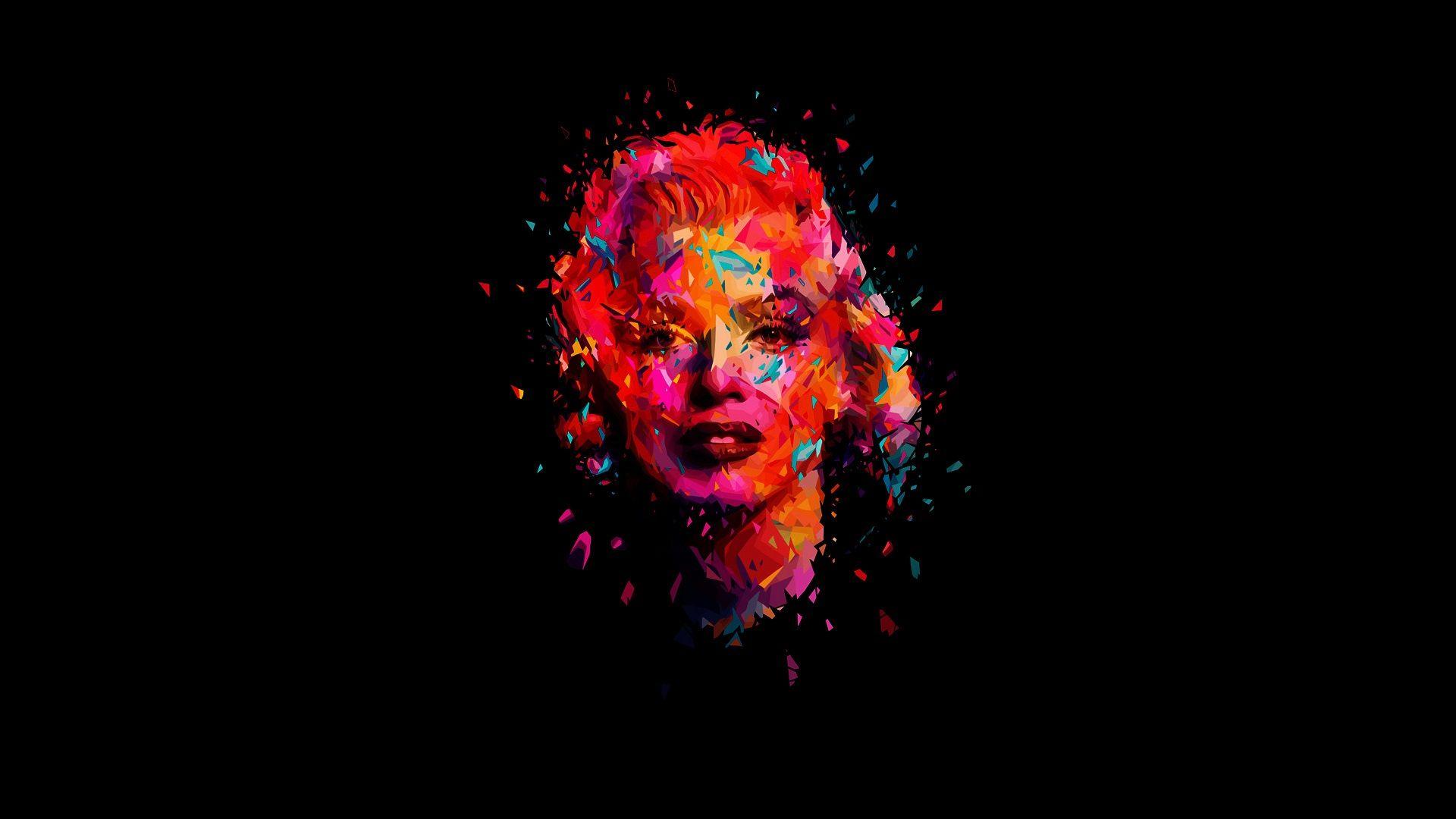 1920x1080 Wallpaper Marilyn Monroe, art picture, black background 1920x1080 Full HD 2K Picture, Image