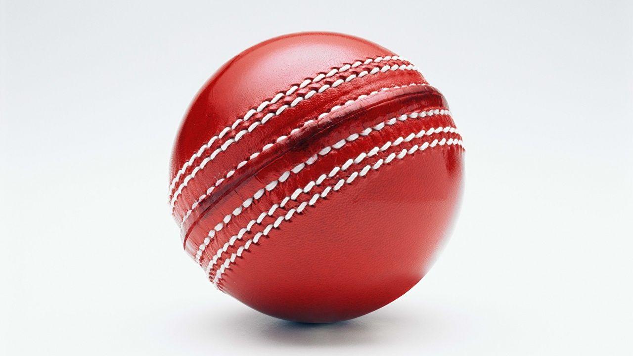 1280x720 Desktop Wallpaper Cricket Red Sport Ball Closeup Gray background
